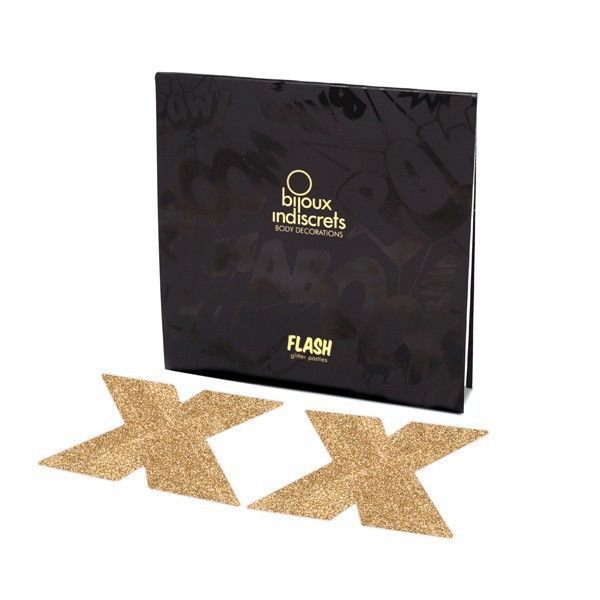 Copri Capezzoli Glitterati Bijoux Indiscrets Flash — Oro