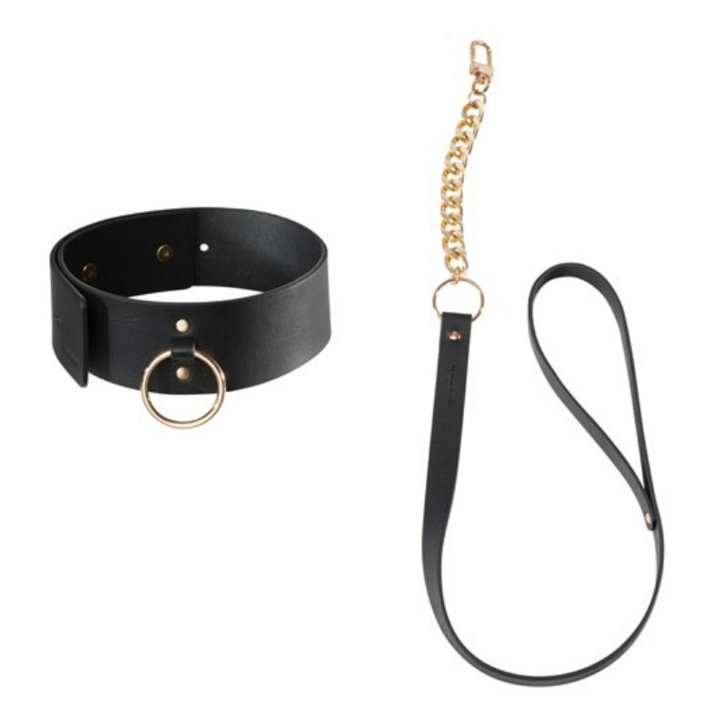 Collare BDSM con Guinzaglio Bijoux Indiscrets Maze — Nero
