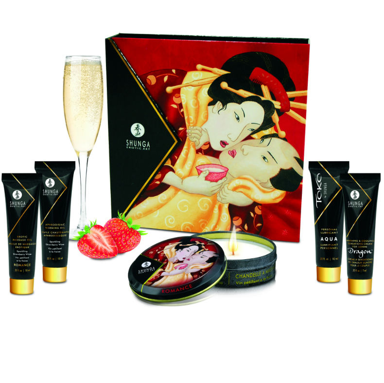 Kit Erotico da Massaggio Shunga Geisha Secrets — Fragole e Cava