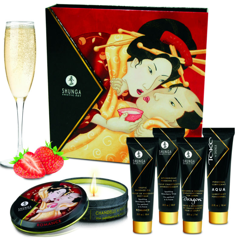 Kit Erotico da Massaggio Shunga Geisha Secrets — Fragole e Cava