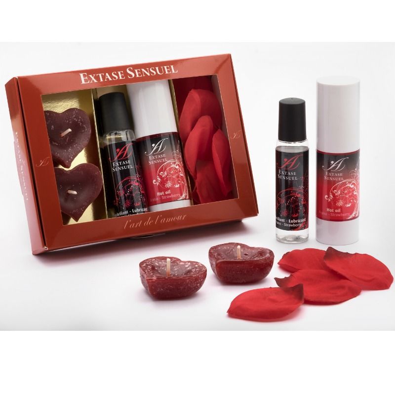 Kit Erotico Romantico Extase Sensual Petto Rosso — Olio e Gel