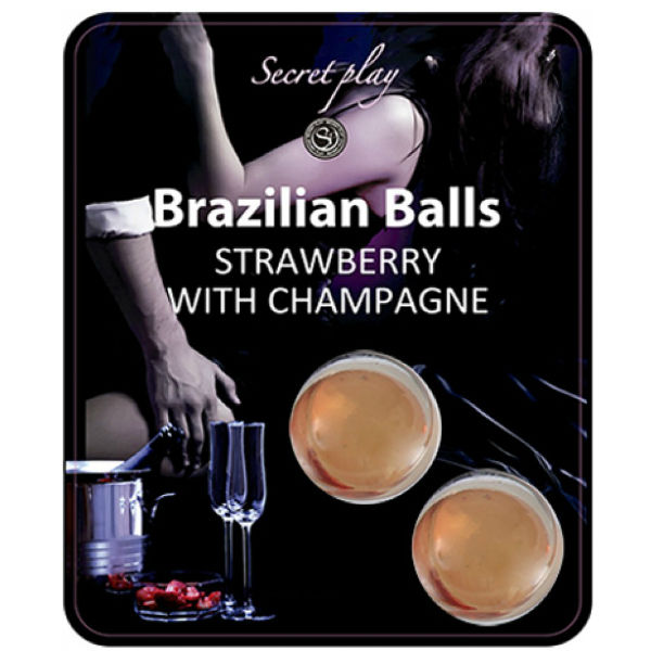 Olio da Massaggio Erotico Secretplay — Fragola e Champagne, 2 Sfere