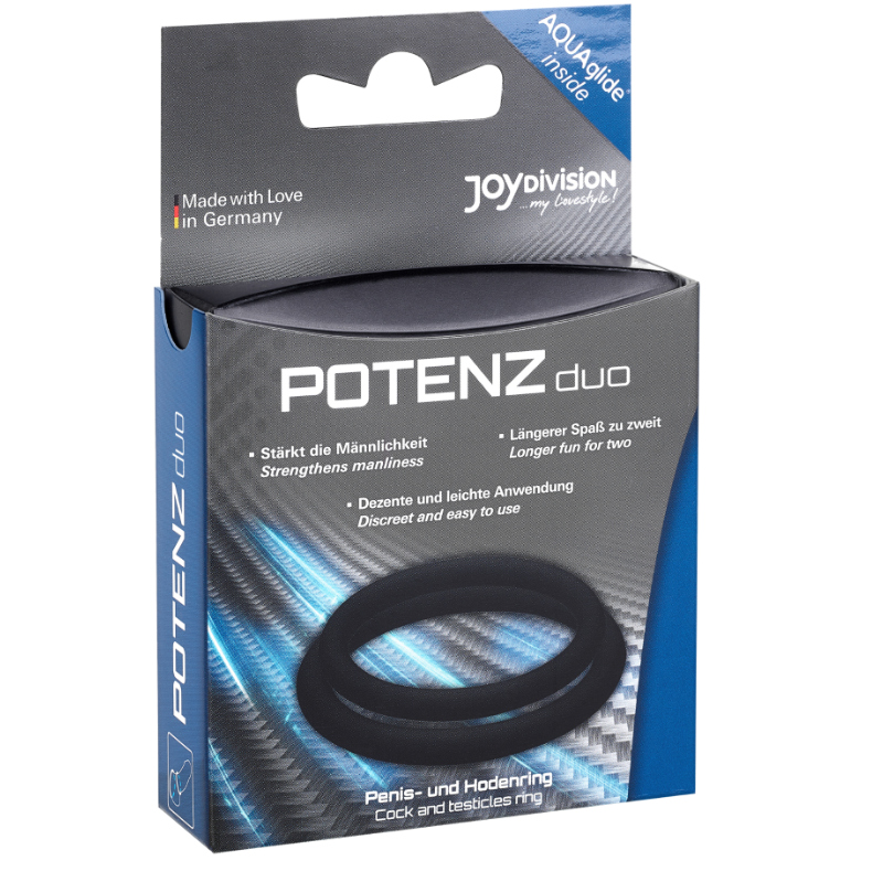 Anello Fallico Doppio Joydivision Potenzduo — Silicone, Nero M