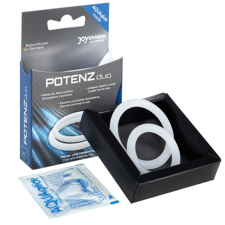 Anello Fallico Joydivision Potenzduo — Silicone Medicale, Bianco M