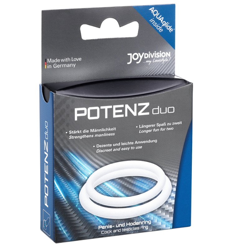 Anello Fallico Joydivision Potenzduo — Silicone Medicale, Bianco M