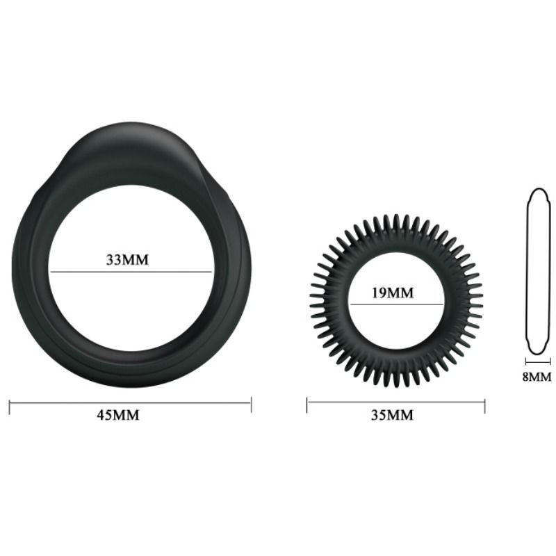 Kit 2 Anelli Fallici in Silicone Baile Manhood — Ritardante