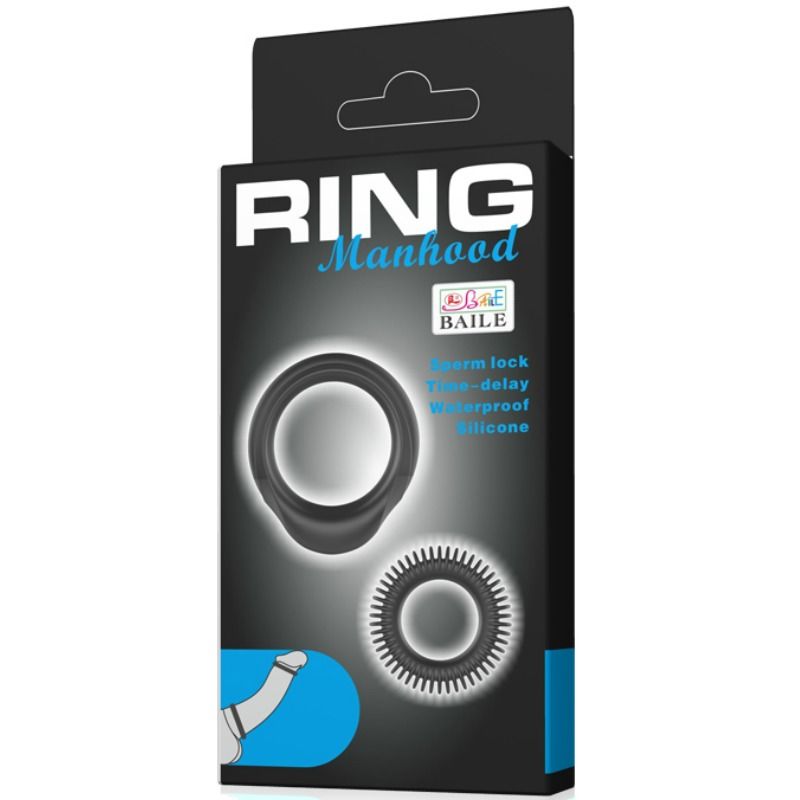 Kit 2 Anelli Fallici in Silicone Baile Manhood — Ritardante