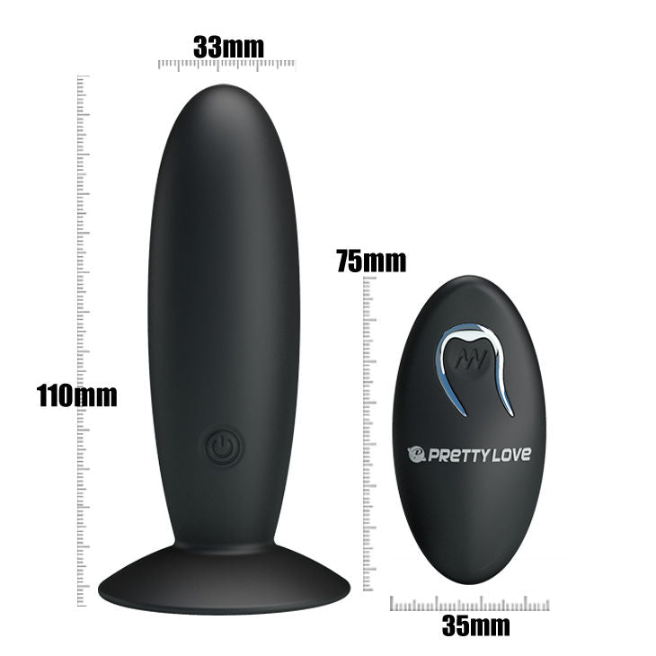 Plug Anale Vibrante con Telecomando Pretty Love — Silicone, 12 Modalità