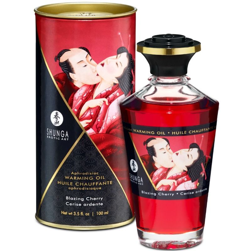 Olio da Massaggio Erotico Shunga — Effetto Calore, Ciliegia 100 ml