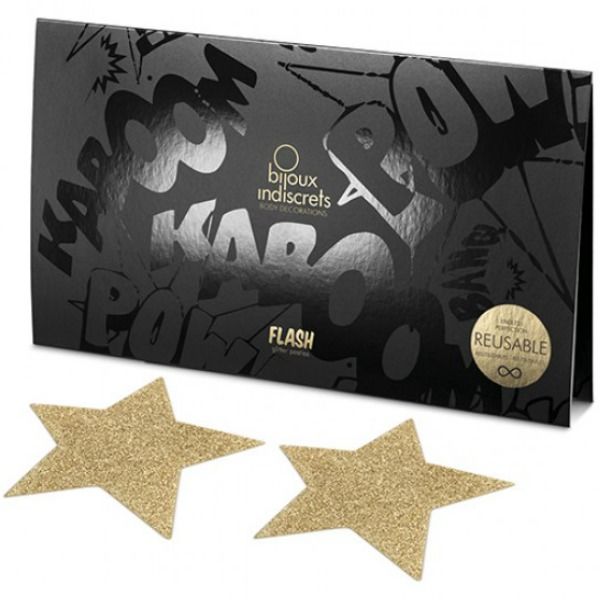Copricapezzoli Adesivi Bijoux Indiscrets Flash — Stelle Dorate