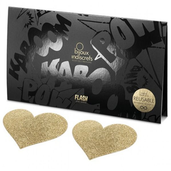 Copricapezzoli Adesivi Bijoux Indiscrets Flash — Cuore Dorato