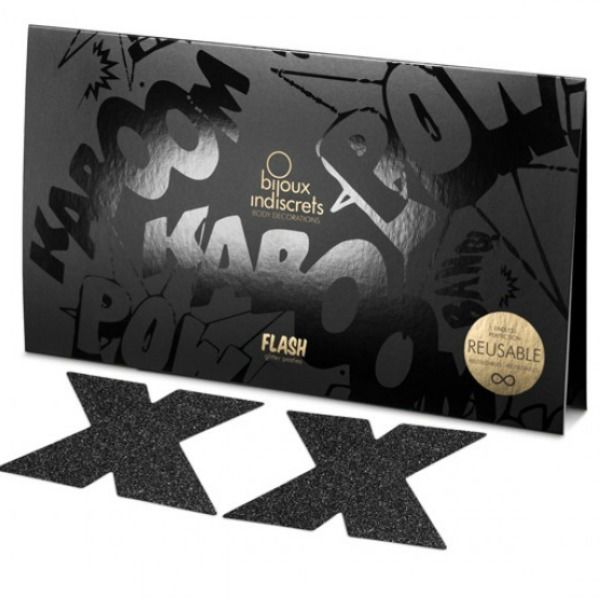 Decorazioni Adesive per Seno Bijoux Indiscrets Flash — Croce Nera