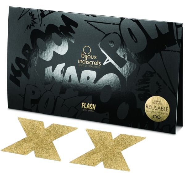 Copri Capezzoli Glitterati Bijoux Indiscrets Flash — Oro