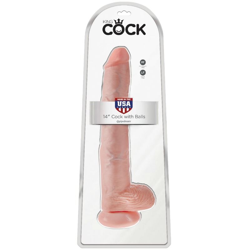 Dildo Realistico con Sfere King Cock — 35,6 cm, Carne