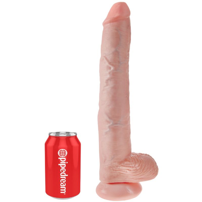 Dildo Realistico con Sfere King Cock — 35,6 cm, Carne