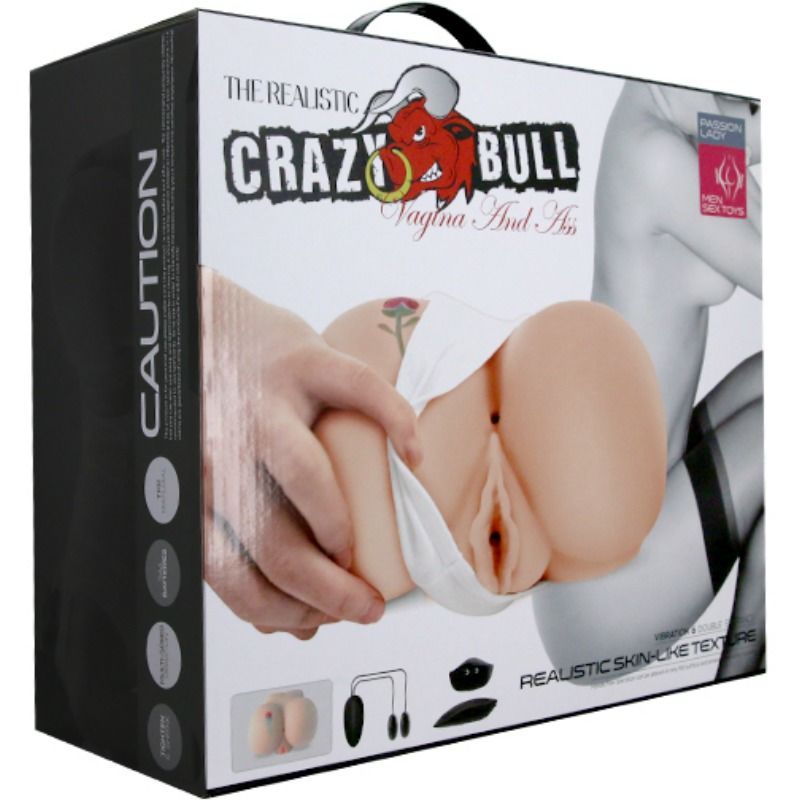 Masturbatore Maschile Realistico Crazy Bull — Vagina e Ano, Vibrante