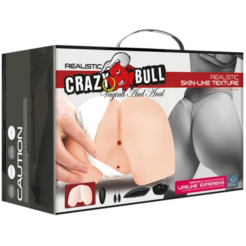 Masturbatore Maschile Realistico Crazy Bull — Vagina e Ano, Vibrante