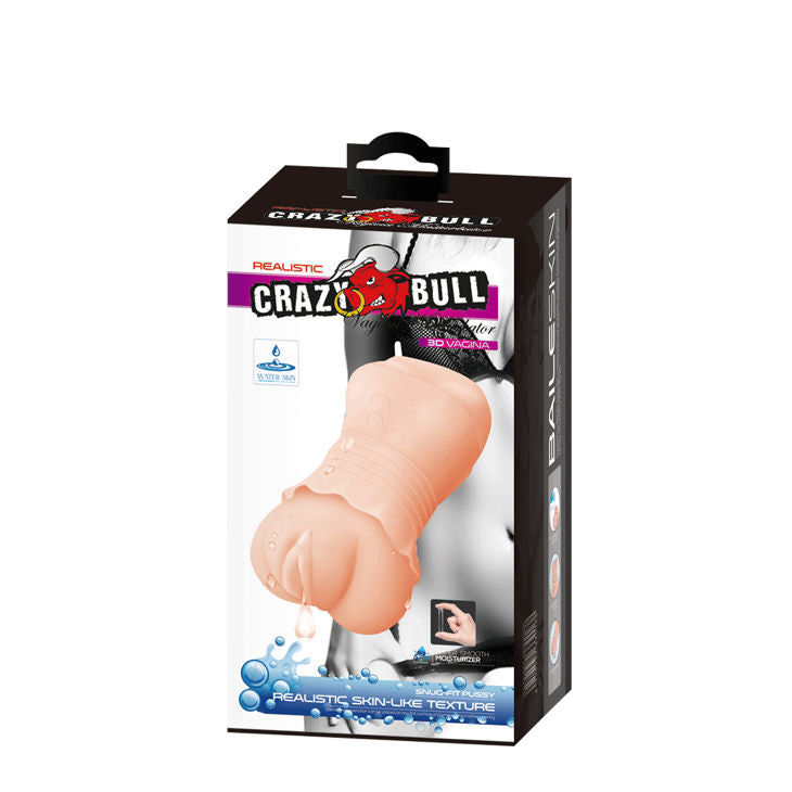 Masturbatore Maschile Vagina Autolubrificante Crazy Bull — Pelle Acqua