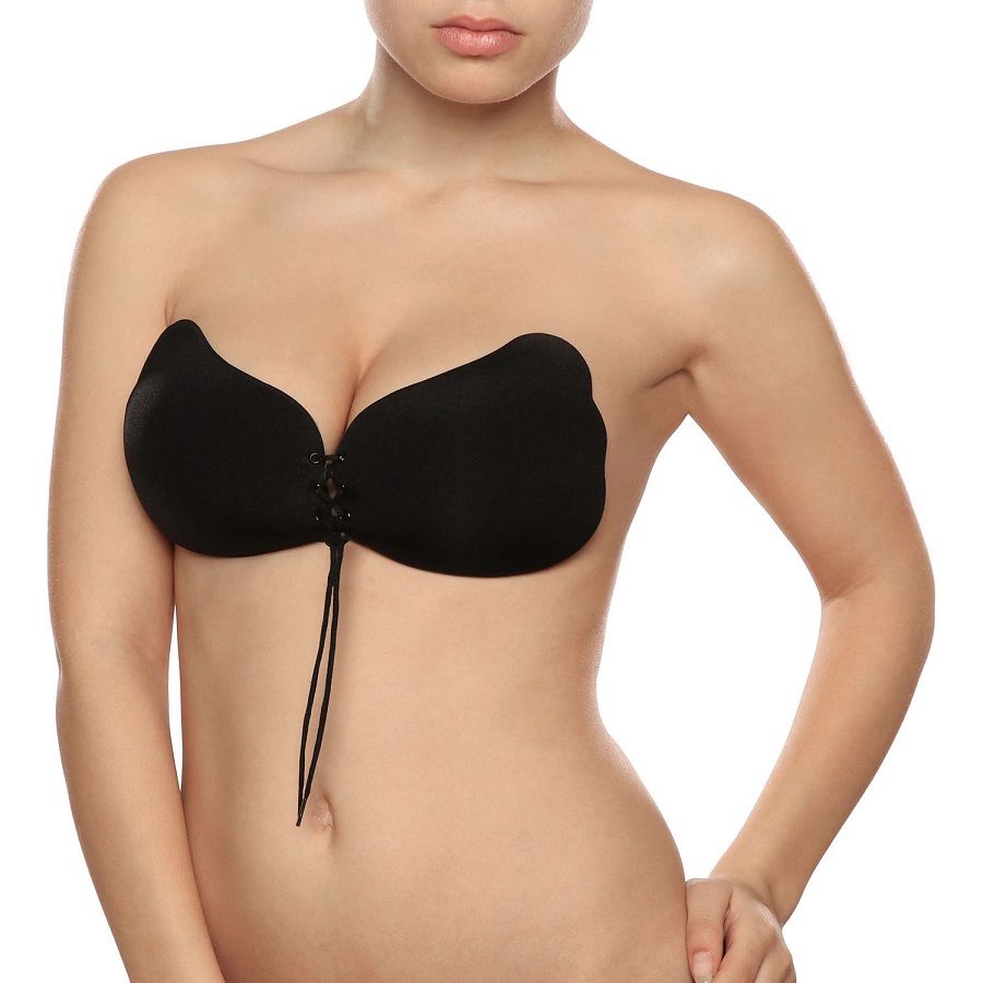 Reggiseno Adesivo in Pizzo Bye-Bra Lace-IT Push-Up — Nero