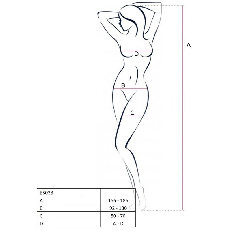 Bodystocking a Rete Passion BS038 — Nero, Taglia Unica