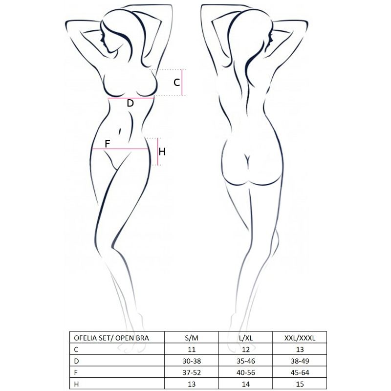 Lingerie Sexy Set Passion Ofelia — Reggiseno+Perizoma+Reggicalze S/M