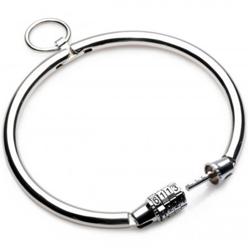 Collare BDSM con Lucchetto Metal Hard — Metallo, 12 cm