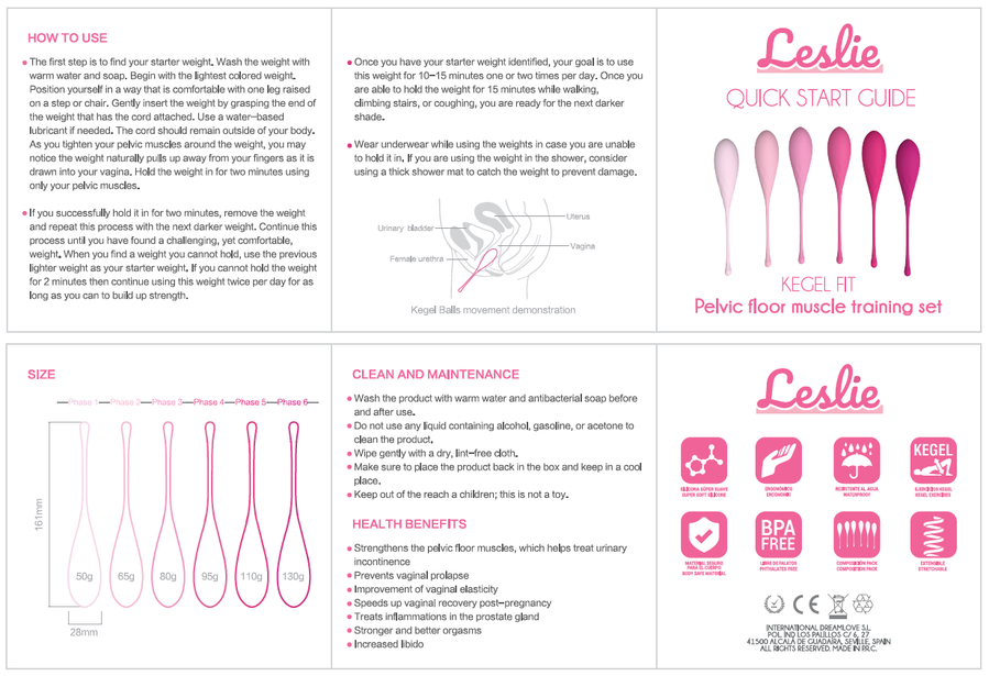 Kit Palline Kegel Leslie Kegel Fit — Pavimento Pelvico, 6 Pezzi