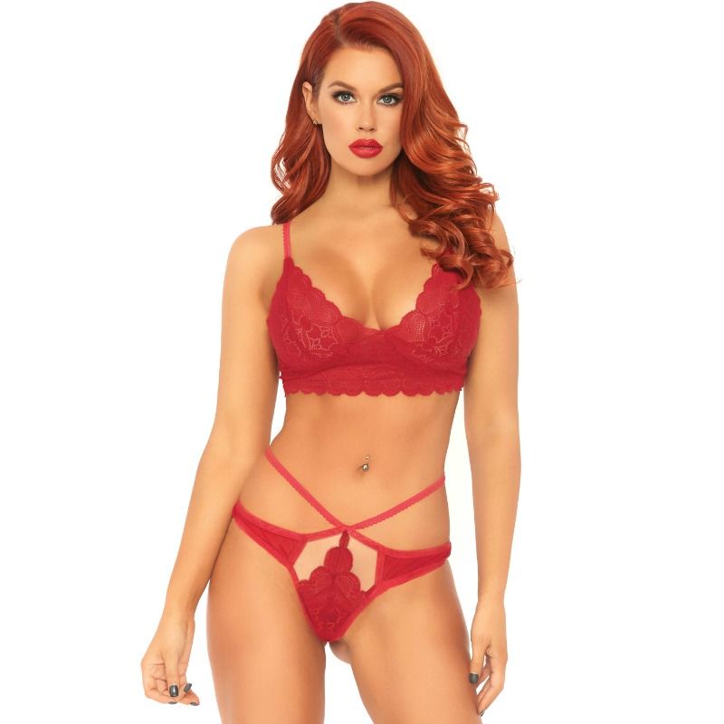 Set Lingerie Pizzo Bralette e Perizoma Leg Avenue — M/L Rosso
