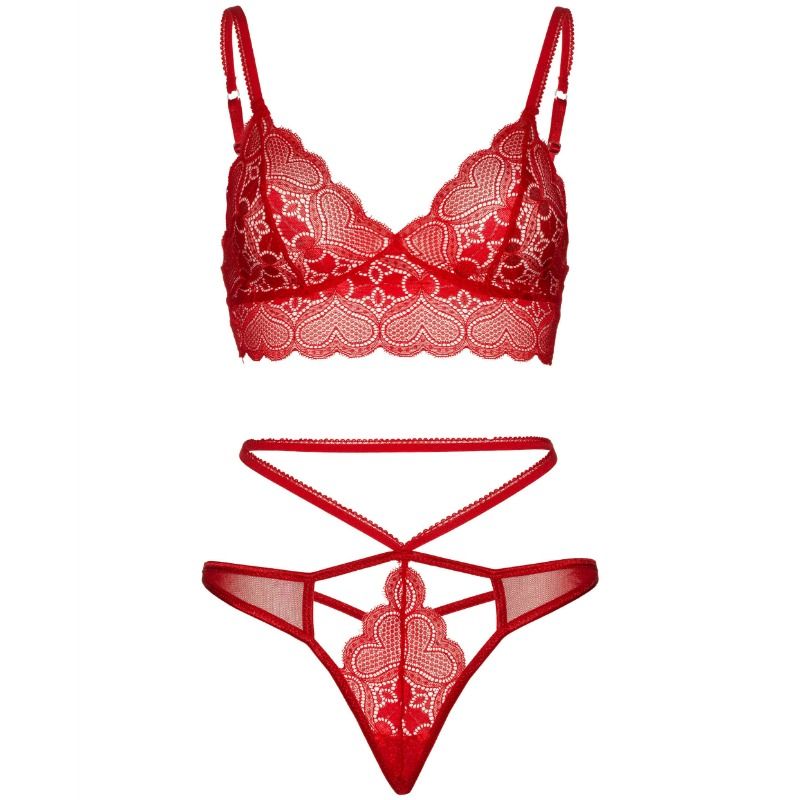 Set Lingerie Pizzo Bralette e Perizoma Leg Avenue — M/L Rosso