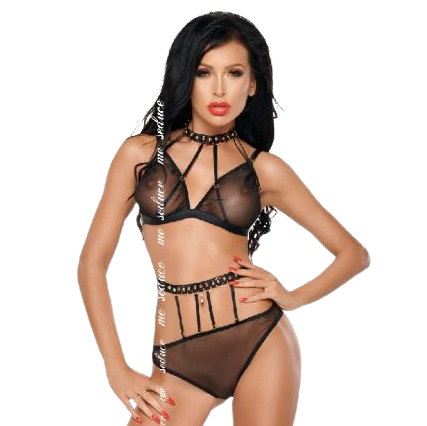 Lingerie Sexy Me-Seduce Dotty Set — Tulle Traslucido, L/XL