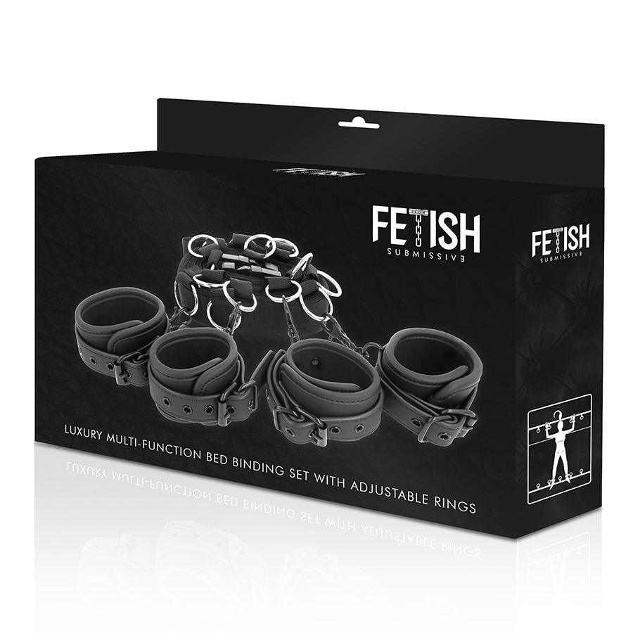 Kit Bondage Letto Fetish Submissive — Pelle Vegana, 4 Fasce