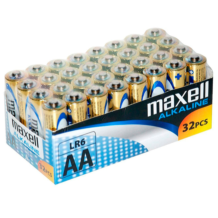 Batterie Alcaline AA LR6 Maxell — 32 Unità