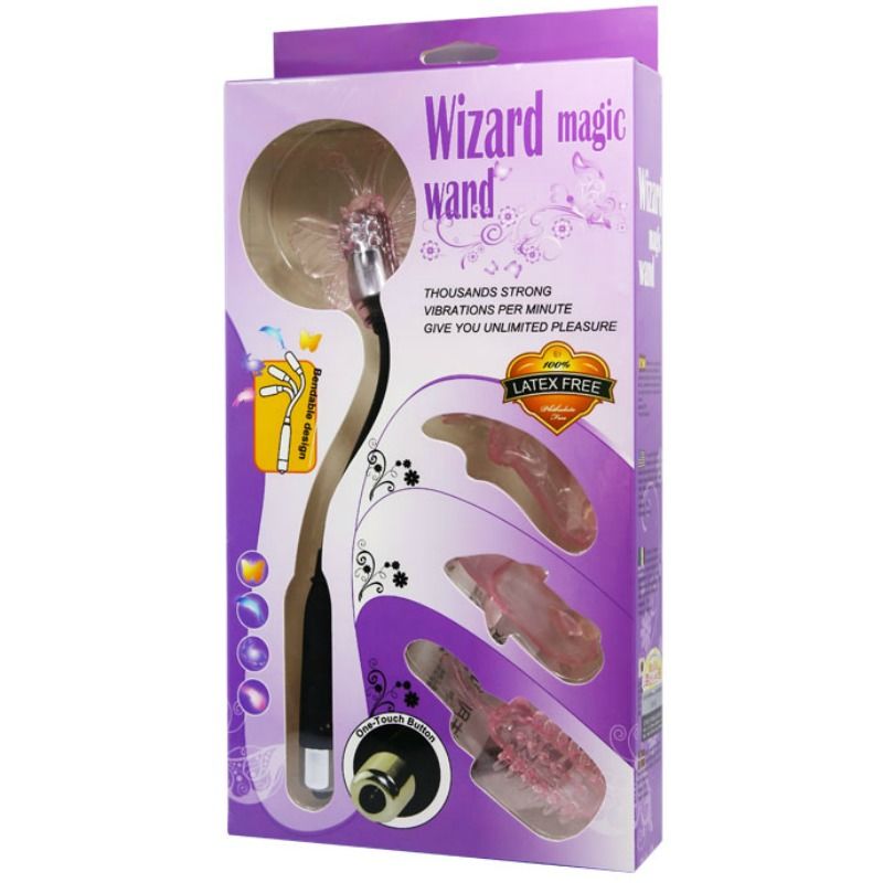 Vibratore Wand con Testine Baile Wizard — 4 Accessori