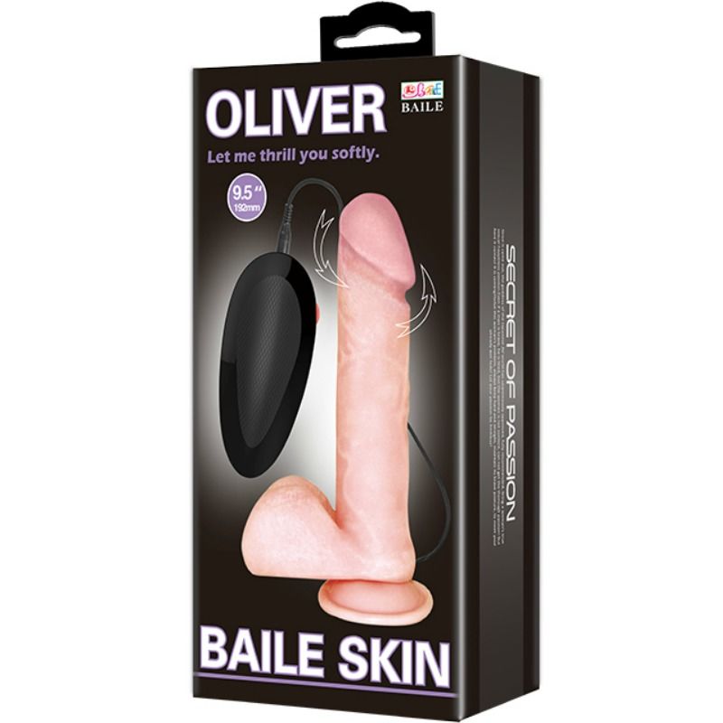 Dildo Realistico Vibrante con Rotazione Baile Oliver — Ventosa