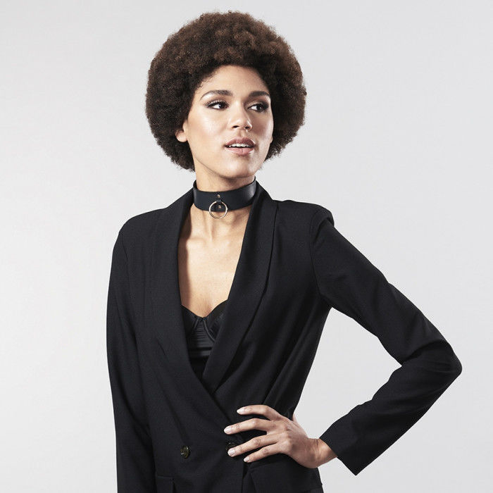 Collare BDSM con Guinzaglio Bijoux Indiscrets Maze — Nero