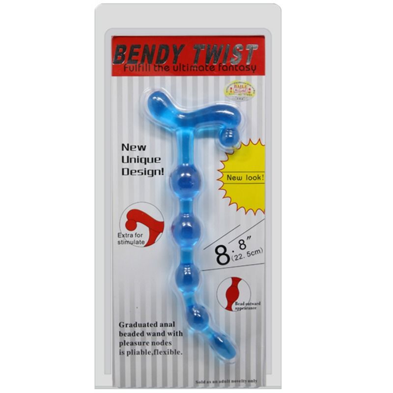 Palline Anali Flessibili Baile Twist — TPR Nodulate, Blu