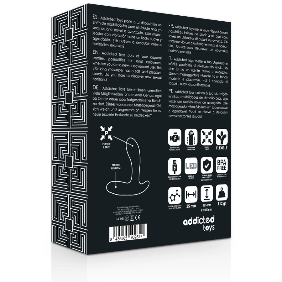 Massaggiatore Prostatico Vibrante Addicted Toys — Silicone, Nero
