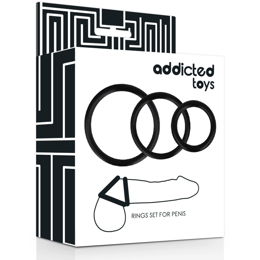 Kit Anelli Fallici Addicted Toys — 3 Taglie, Nero