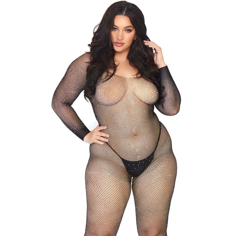 Body Erotico a Rete Cristallizzata Leg Avenue — 1X-2X, Nero