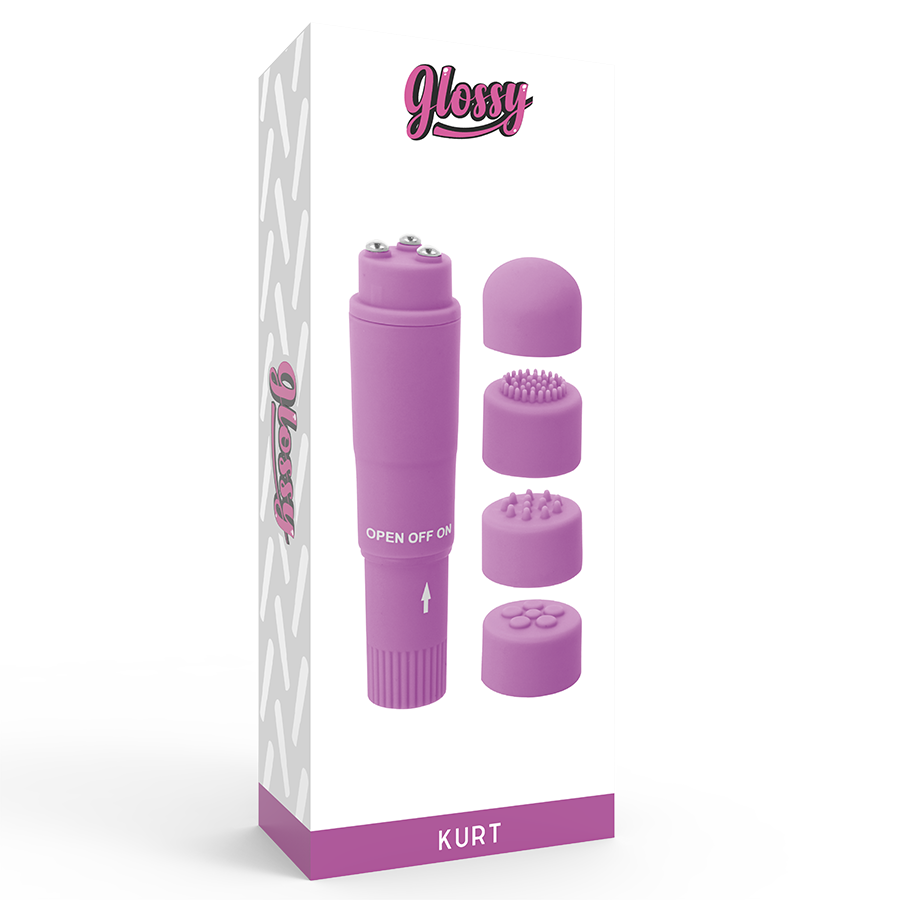 Vibratore Pocket Glossy Kurt — 4 Testine, Viola