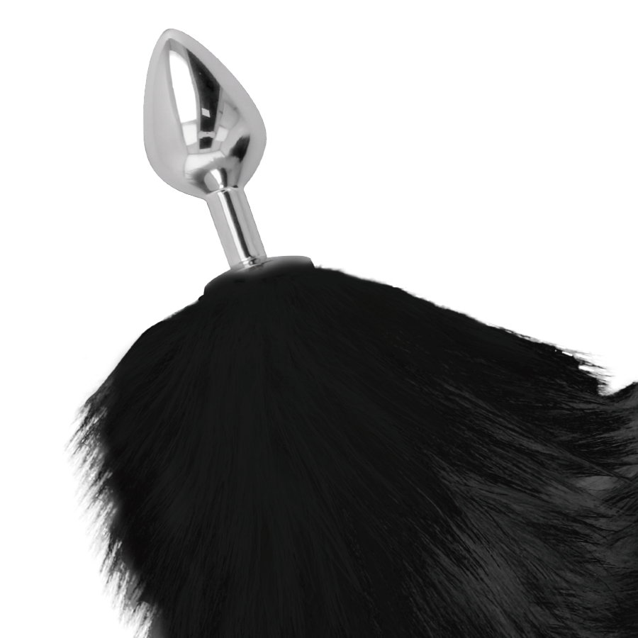 Plug Anale con Coda Darkness — Acciaio, 8 cm