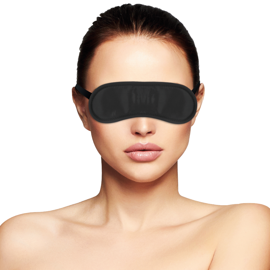 Benda per Occhi BDSM Darkness — Raso Nero, Fascia Regolabile