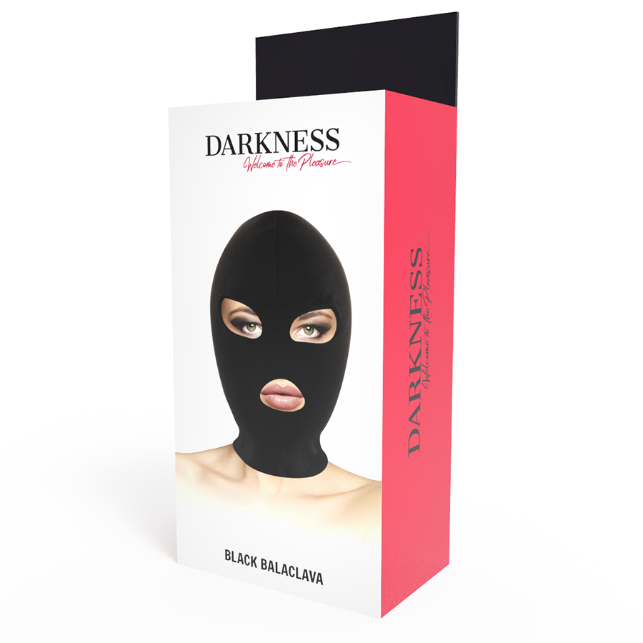 Cappuccio BDSM con Apertura Bocca e Occhi Darkness — Nero
