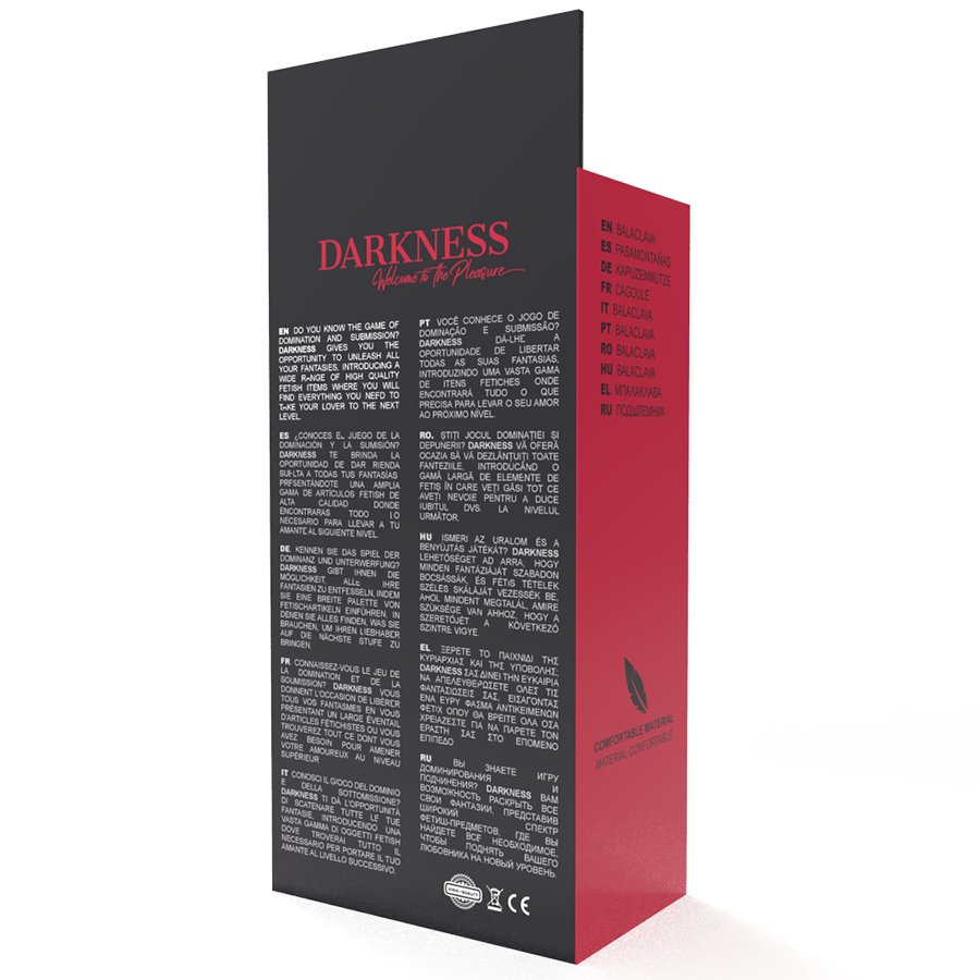 Cappuccio BDSM con Apertura Bocca e Occhi Darkness — Nero