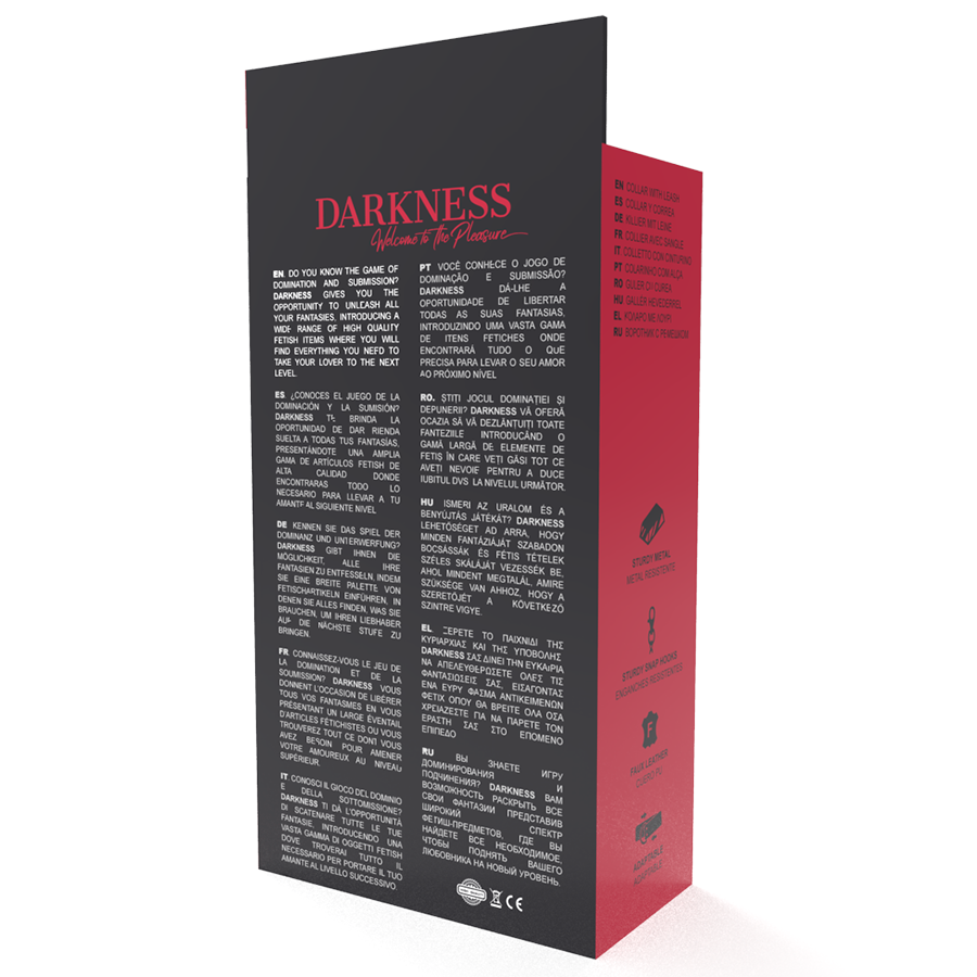Collare Posturale BDSM Darkness — Catena in Pelle, Regolabile