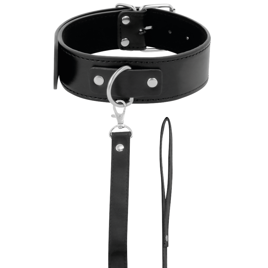Collare Posturale BDSM Darkness — Catena in Pelle, Regolabile