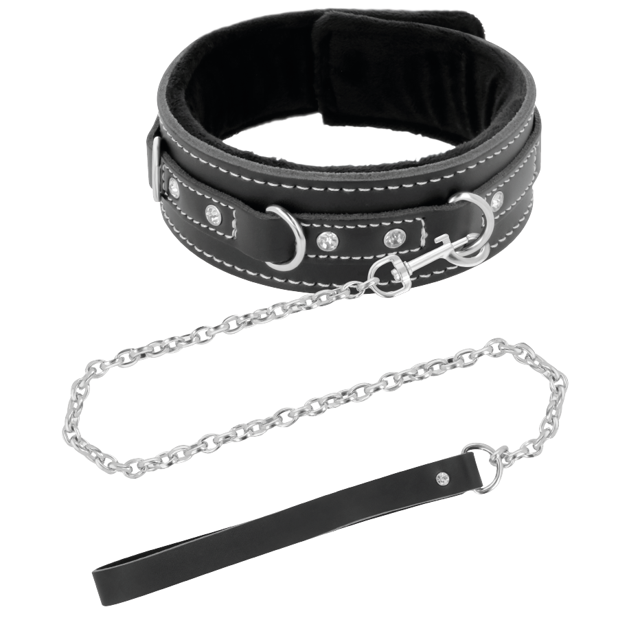 Collare BDSM con Guinzaglio Darkness — Pelle, Imbottito