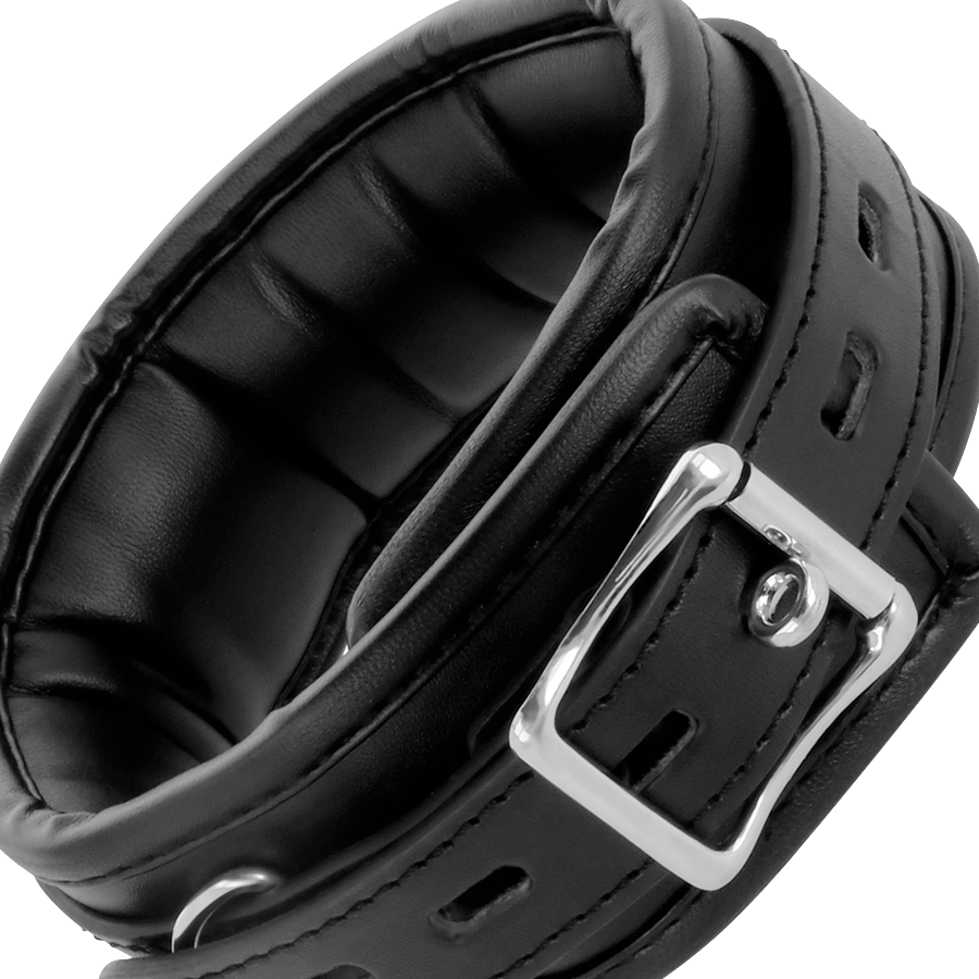 Collare BDSM con Catena Darkness — Pelle Imbottita Regolabile