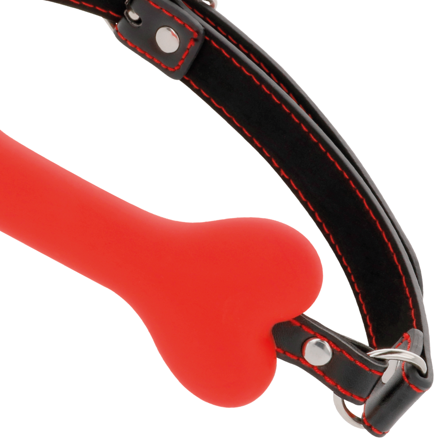 Bavaglio BDSM a Osso Darkness Red Bone — Silicone, 14,8 cm