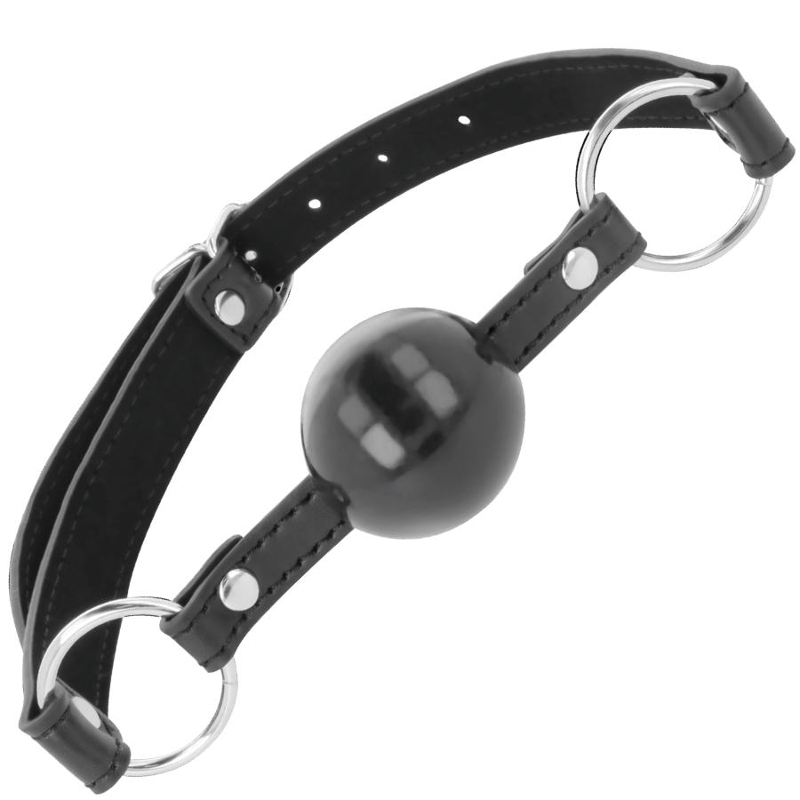 Bavaglio BDSM Ball Gag Darkness — Cinturino in Pelle Regolabile